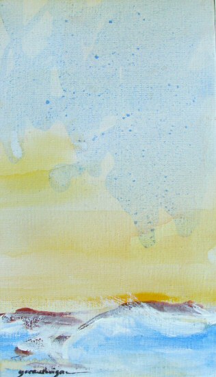 VAGUES ET ROCHERS 35x22 cm