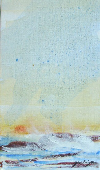 LEVER DE  SOLEIL SUR LA MER 35x22 cm