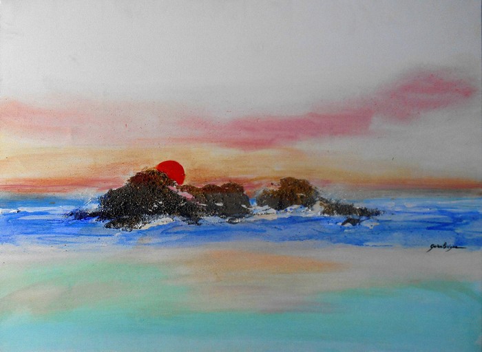 ROCHERS ET BORD DE MER 65x54 cm